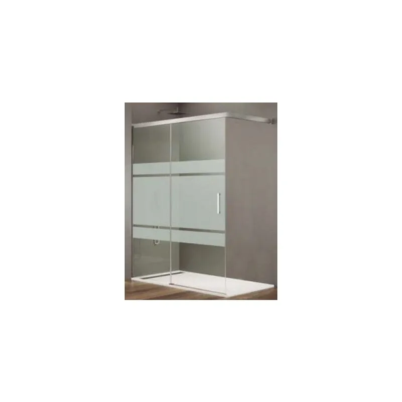 Mampara de ducha Basic free Frost angular de 1 fijo + 1 corredera 130x75x195 GME