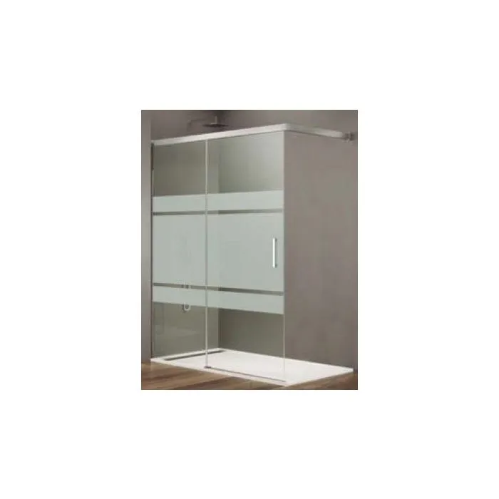 Mampara de ducha Basic free Frost angular de 1 fijo + 1 corredera 130x75x195 GME