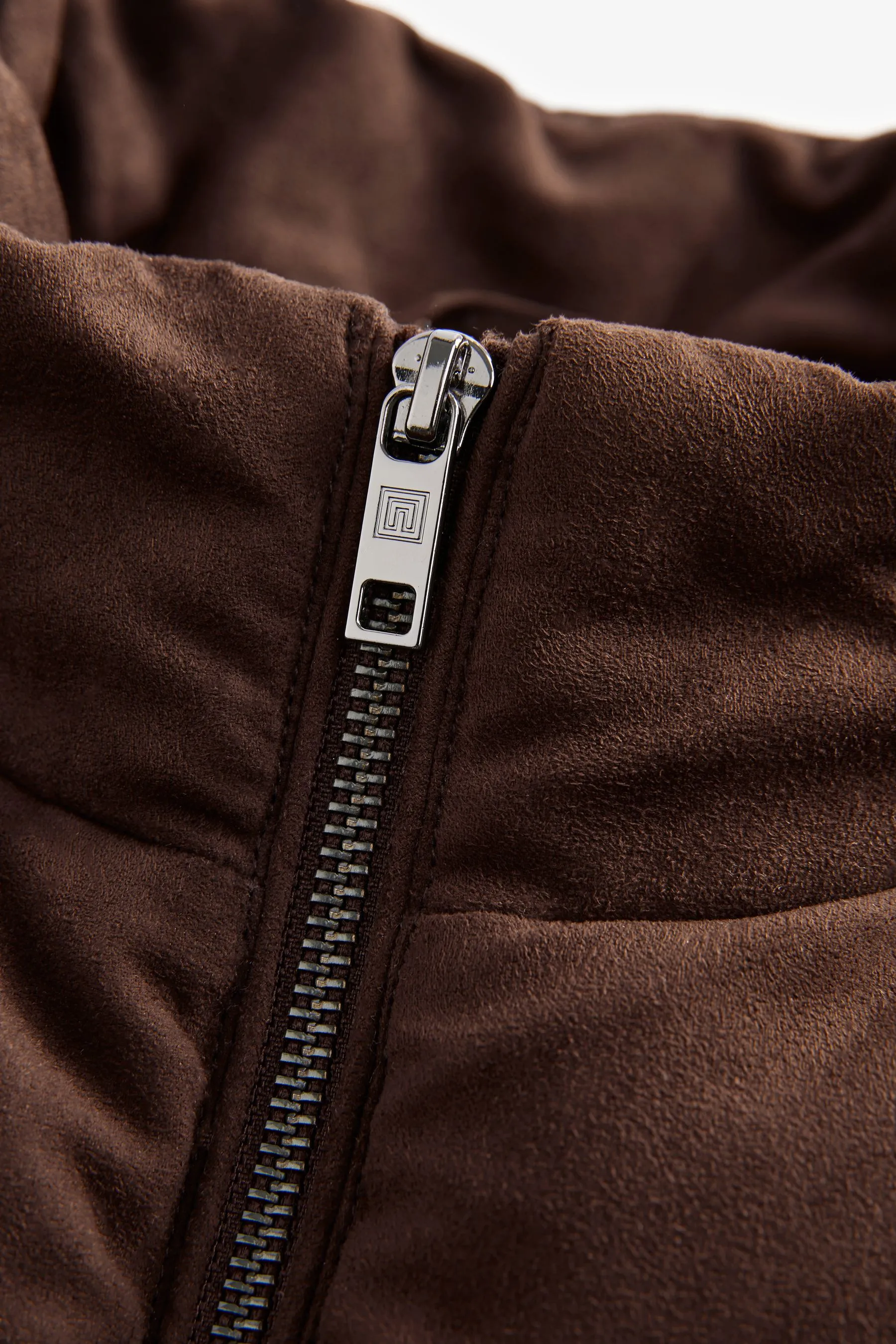 MARRóN  FAUX SUEDE PANEL GILET