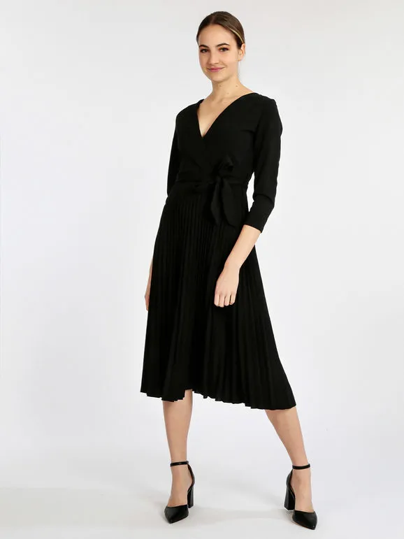 Melitea Vestido mujer plisado manga 3/4