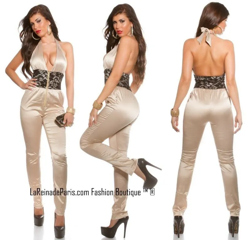 Mono largo fiesta de estilo chic beige