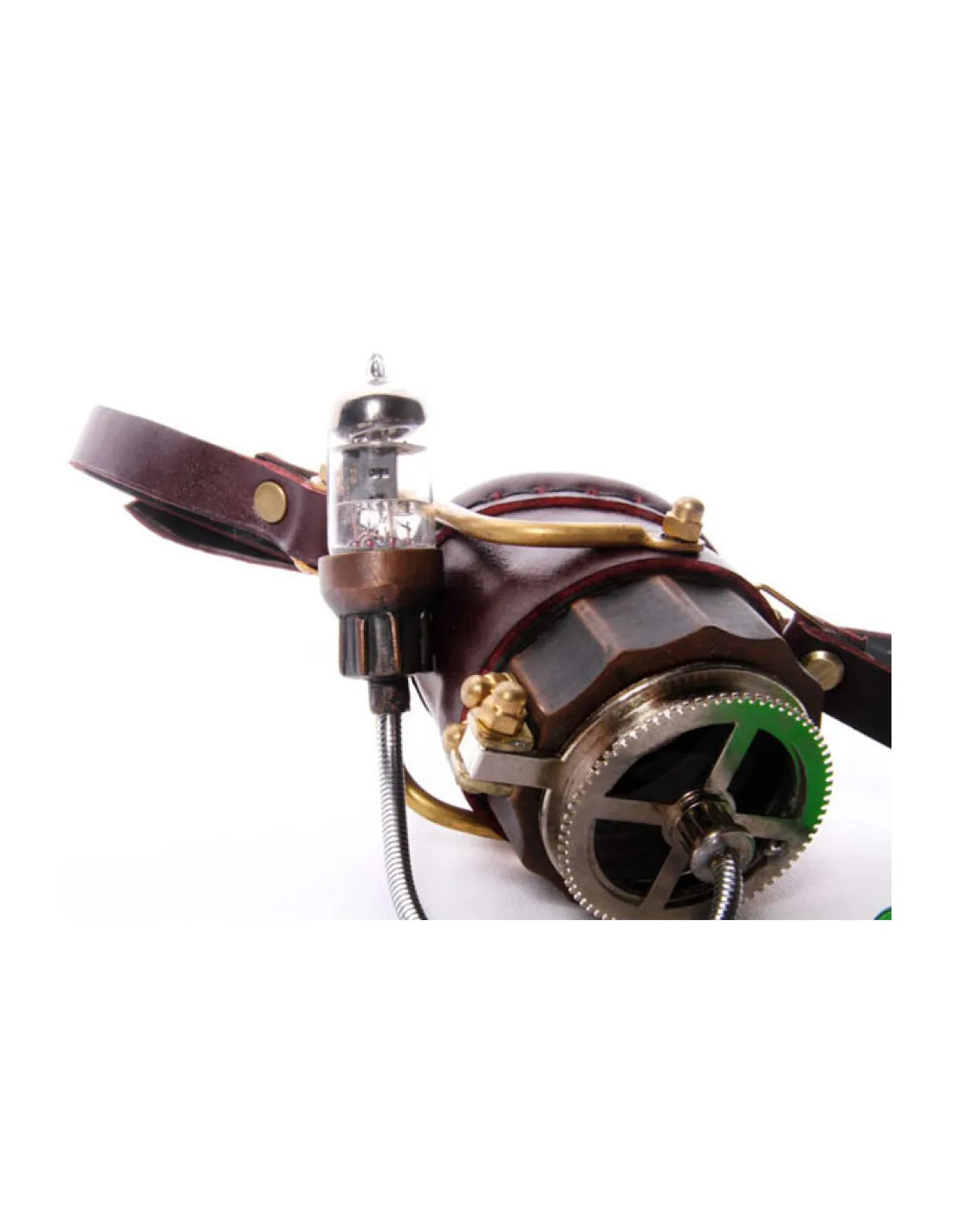 Monóculo SteamPunk luz LED, correa marrón