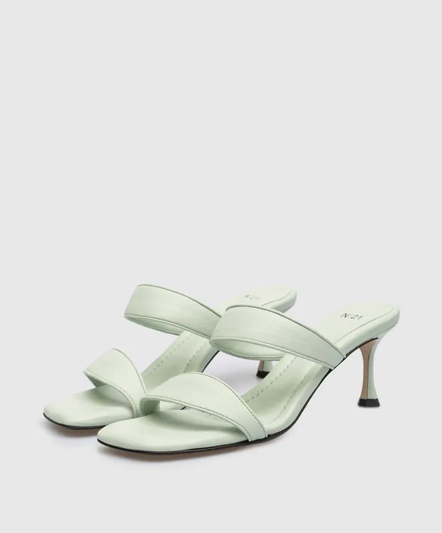 N21 Green leather mules