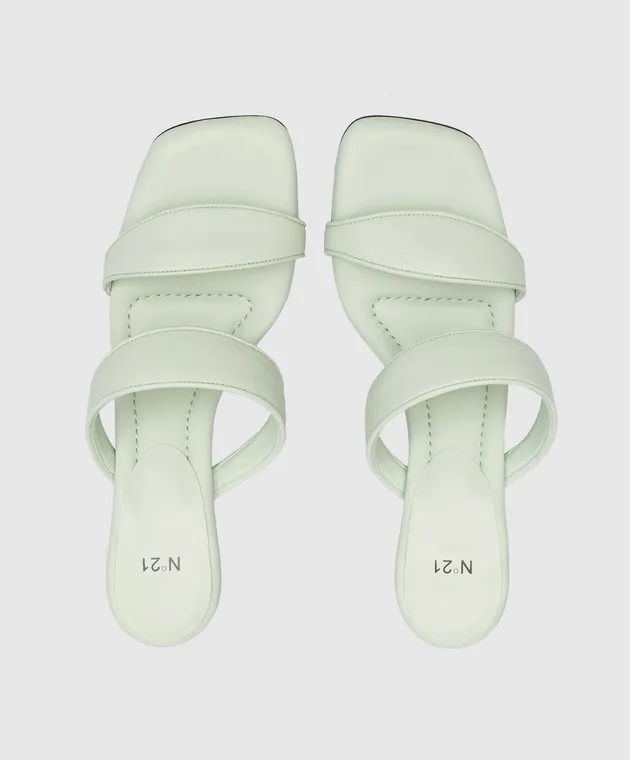 N21 Green leather mules