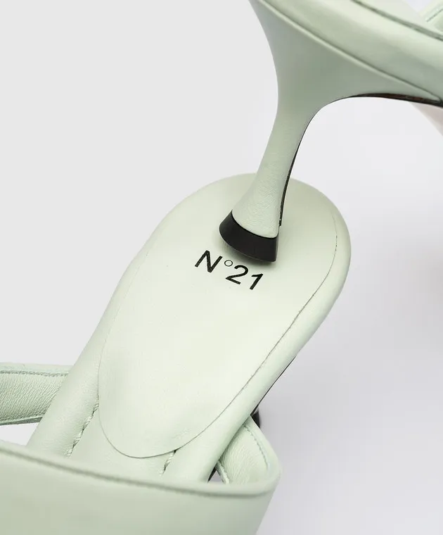 N21 Green leather mules