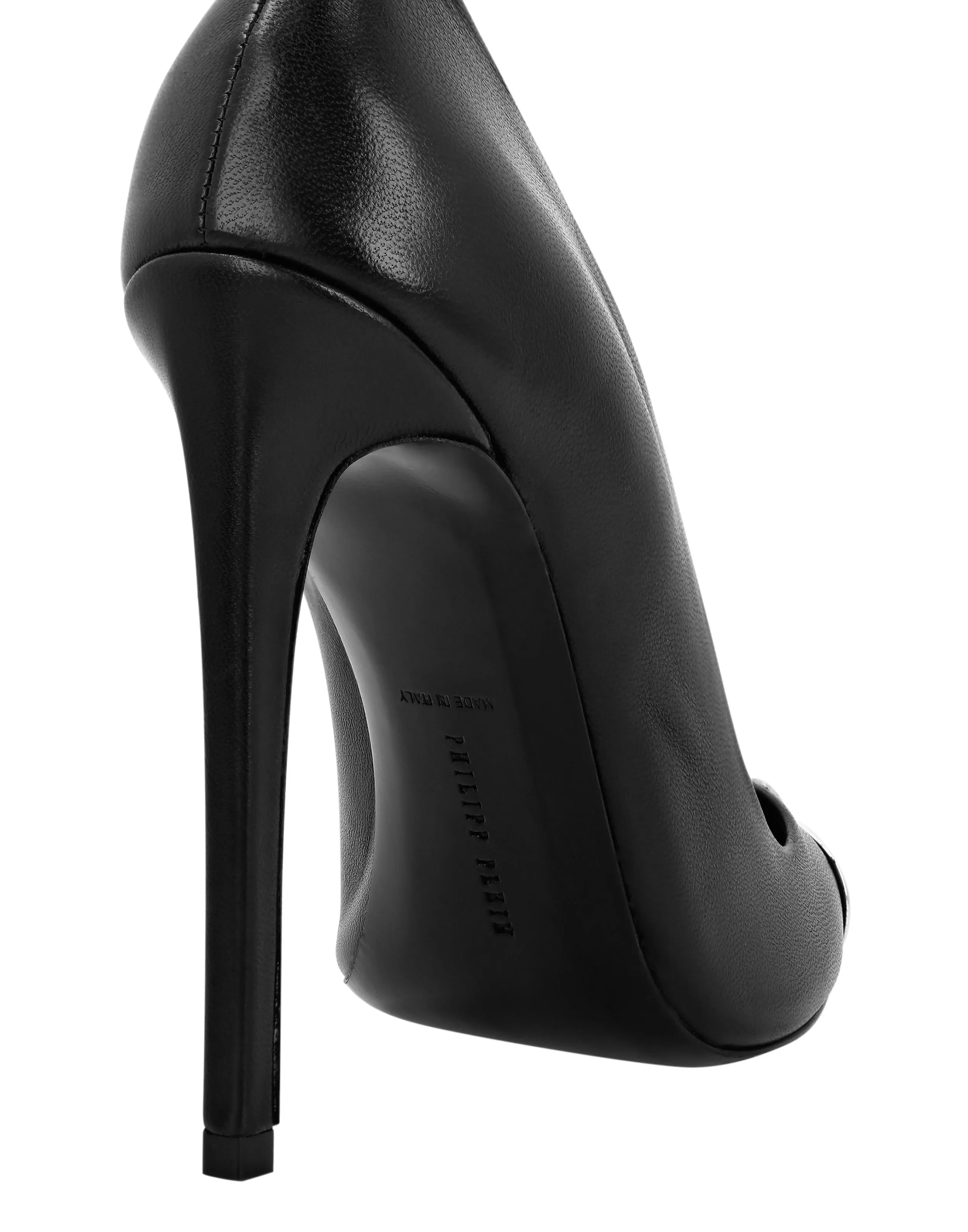 NAPPA LEATHER DECOLLETE HIHEELS SKULL STRASS
