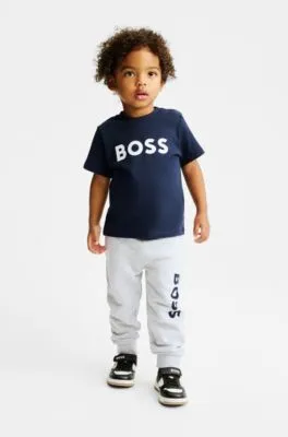 Pantalones de chándal para niños en forro polar con logo vertical estampado