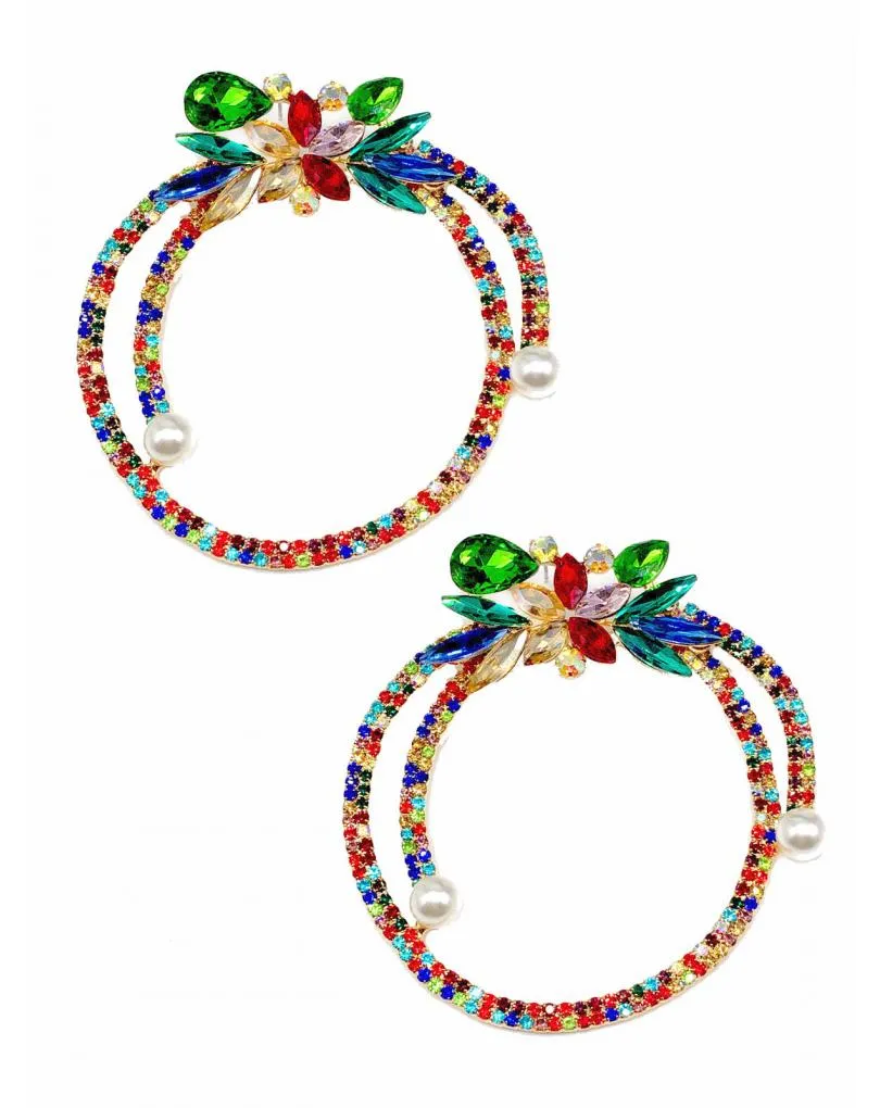 PENDIENTES DE DISEÑO GRAN ARO EN CRISTAL MULTICOLOR