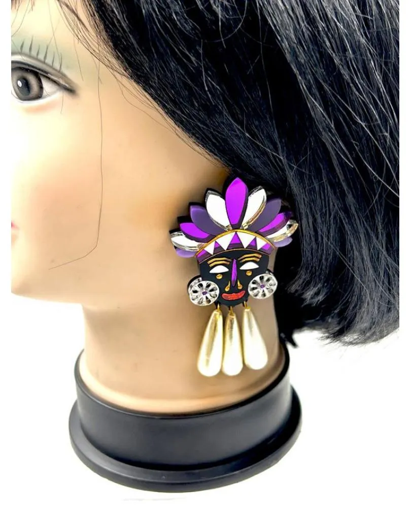 PENDIENTES DE DISEÑO PARA MUJER  EN MADRID, MASCARA AZTECA