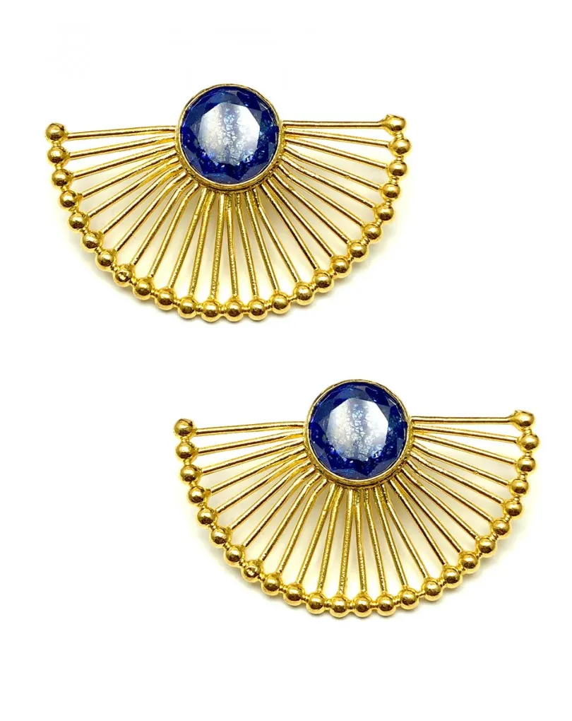 PENDIENTES DE MUJER AZULES PRECIOSO DISEÑO DE ABANICO