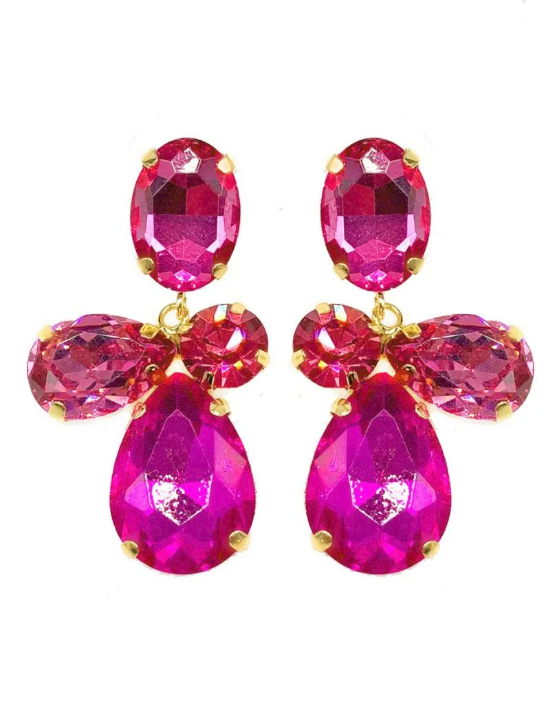 PENDIENTES FUCSIAS DE FIESTA DISEÑO IRREGULAR BRILLO EFECTO ESPECIAL