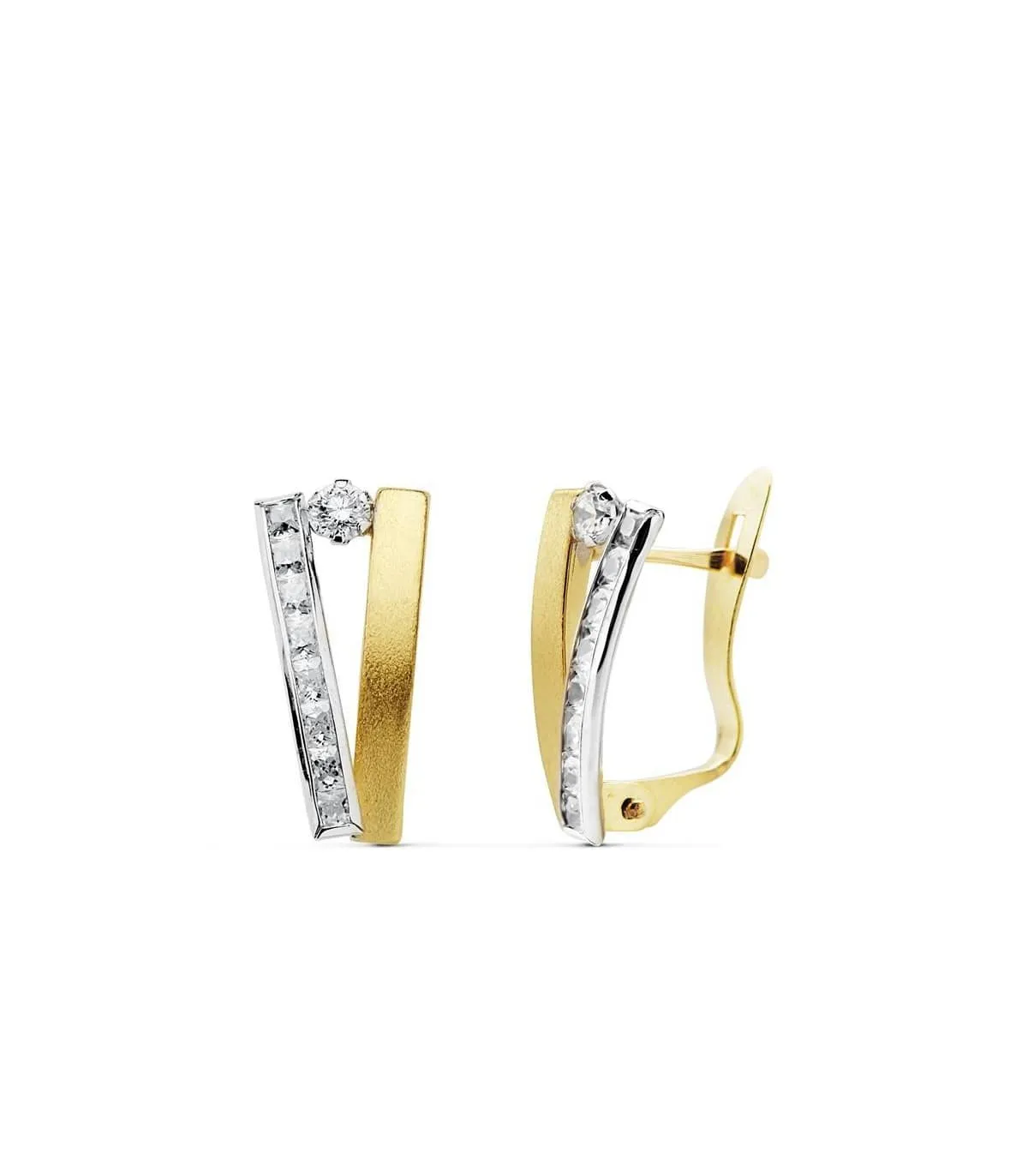 Pendientes Mujer Bandas Oro Bicolor 18 ktes