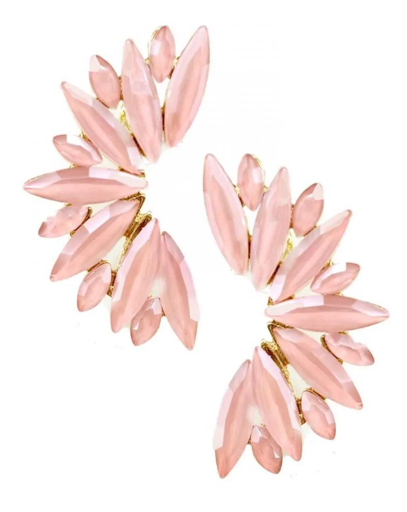 PENDIENTES MUJER ROSAS DE FIESTA Y BODA DISEÑO ABANICO CRISTAL