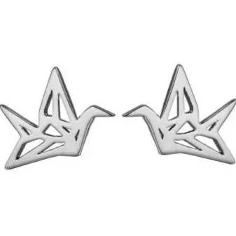 Pendientes plata pájaro origami