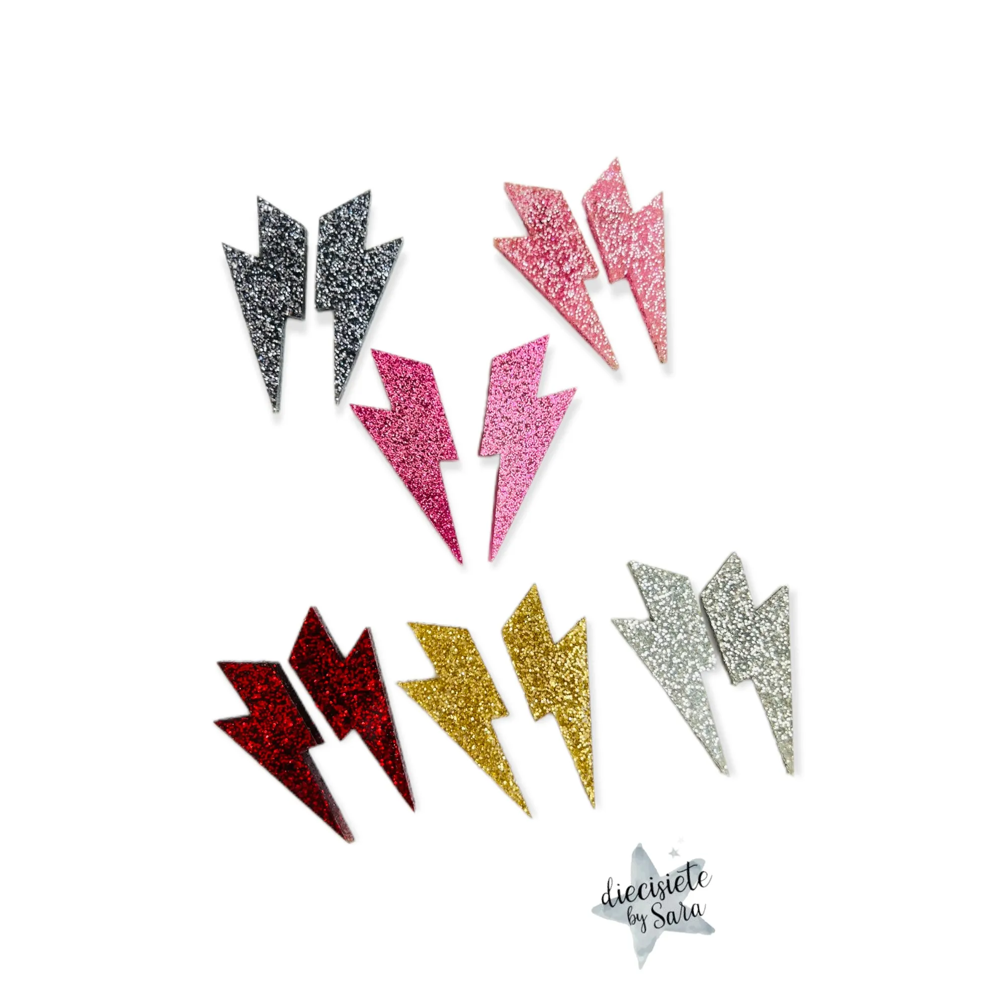 Pendientes Rayo Glitter Mini
