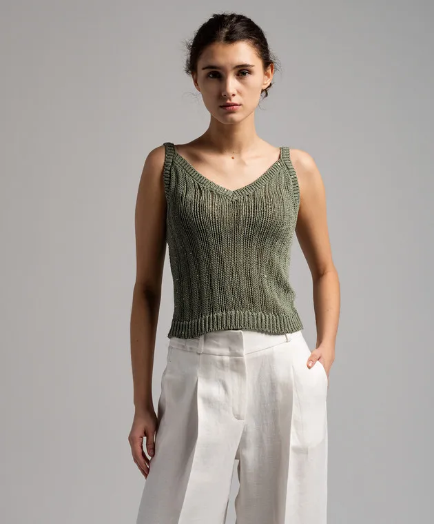 Peserico Green top with sequins