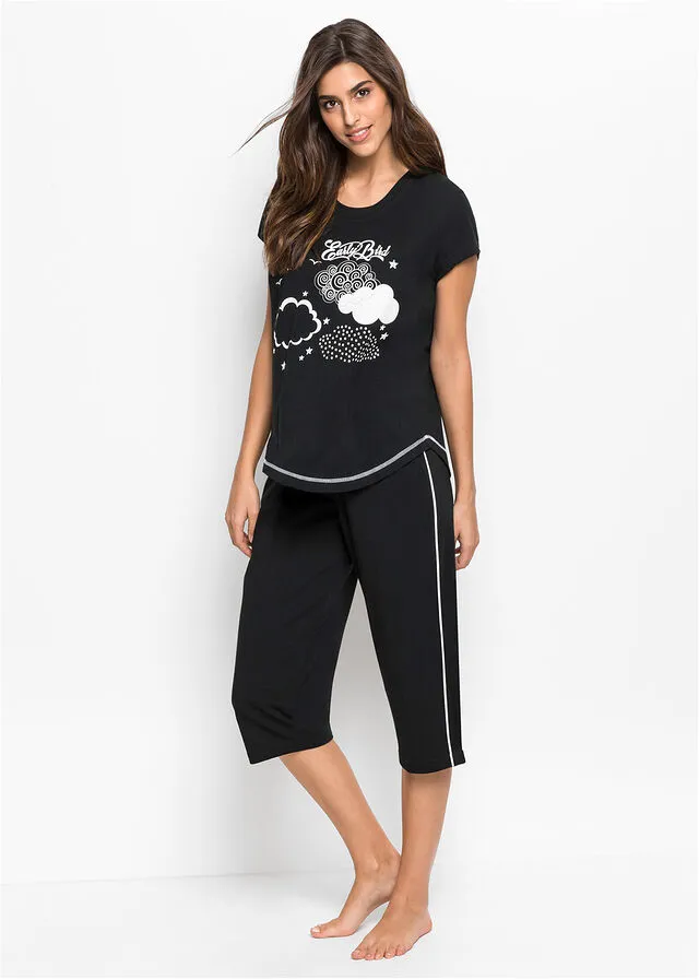 PIJAMA DE ESTILO CAPRI NEGROBLANCO