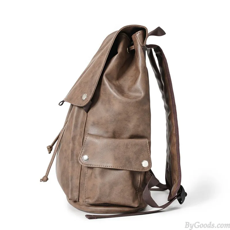 Retro Capped Student Rucksack With USB Charging Port Water Resistant School Bag Gifts For Men 15.6 Inches Laptop Daypack College