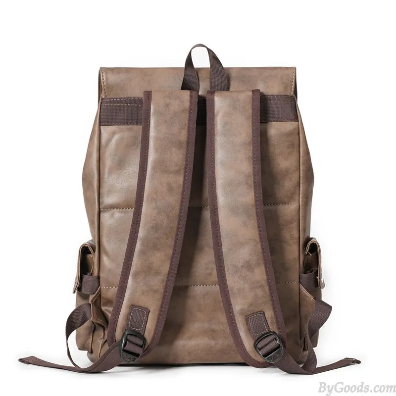 Retro Capped Student Rucksack With USB Charging Port Water Resistant School Bag Gifts For Men 15.6 Inches Laptop Daypack College