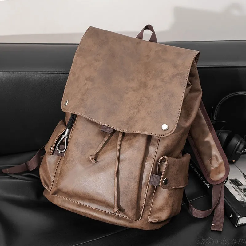 Retro Capped Student Rucksack With USB Charging Port Water Resistant School Bag Gifts For Men 15.6 Inches Laptop Daypack College