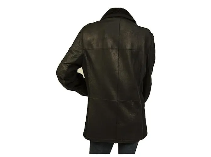 Roberto Cavalli Genuine Fur Shearling Cordero Cremallera Chaqueta Abrigo tamaño 48 Negro 
