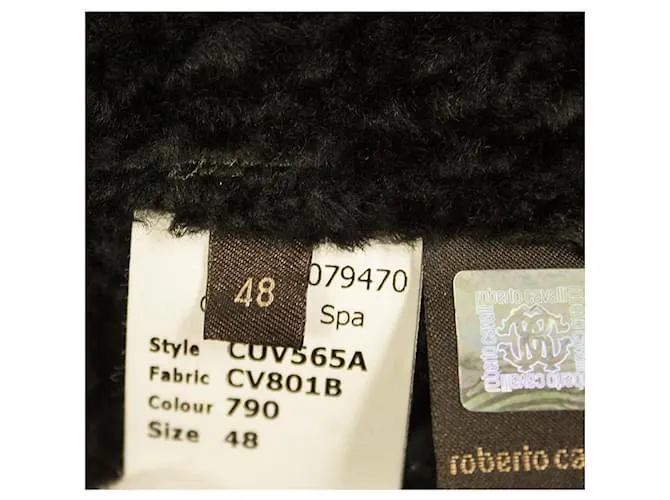 Roberto Cavalli Genuine Fur Shearling Cordero Cremallera Chaqueta Abrigo tamaño 48 Negro 