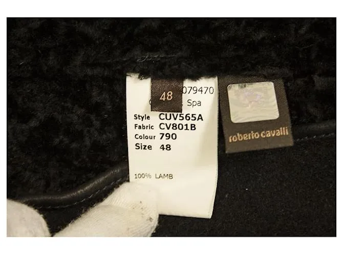 Roberto Cavalli Genuine Fur Shearling Cordero Cremallera Chaqueta Abrigo tamaño 48 Negro 