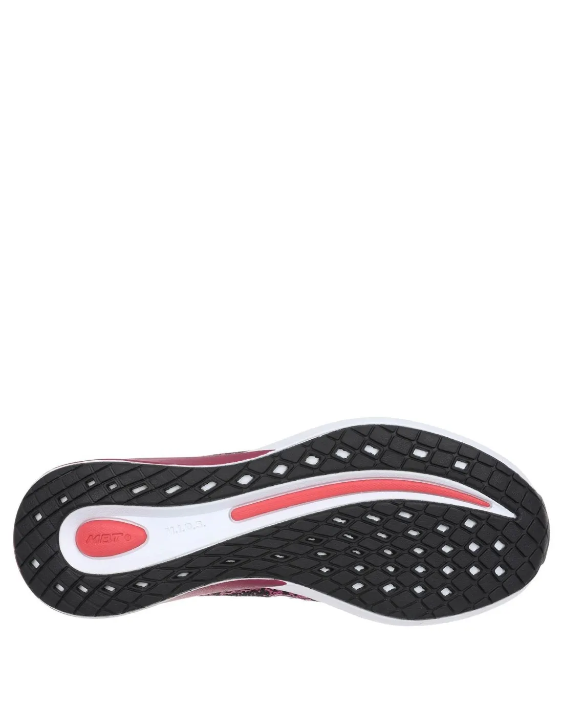 Running mujer suela curva diseño rosa y negro MBT