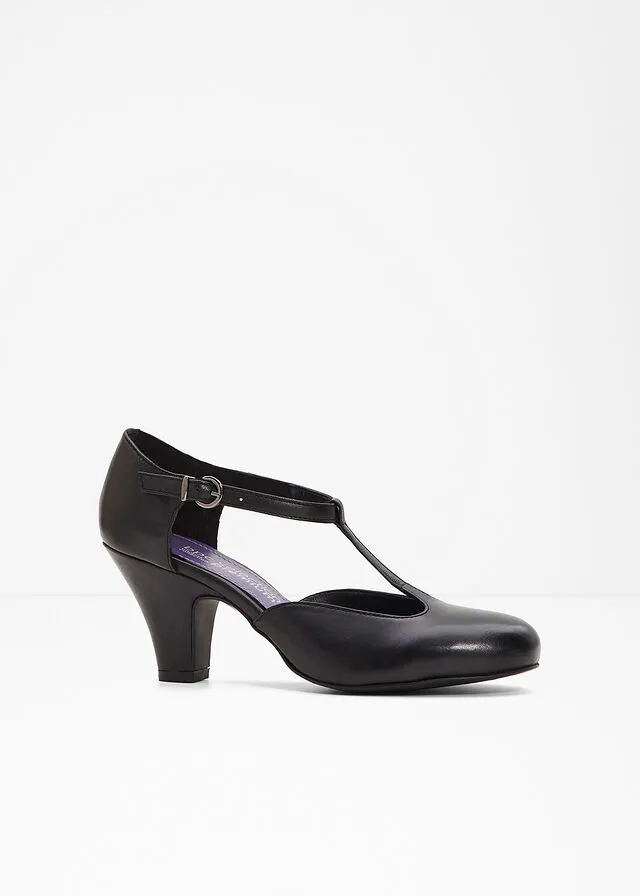 Sandalias de piel de estilo salomé Negro