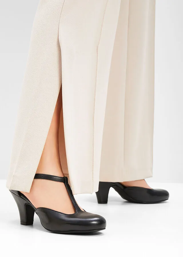Sandalias de piel de estilo salomé Negro