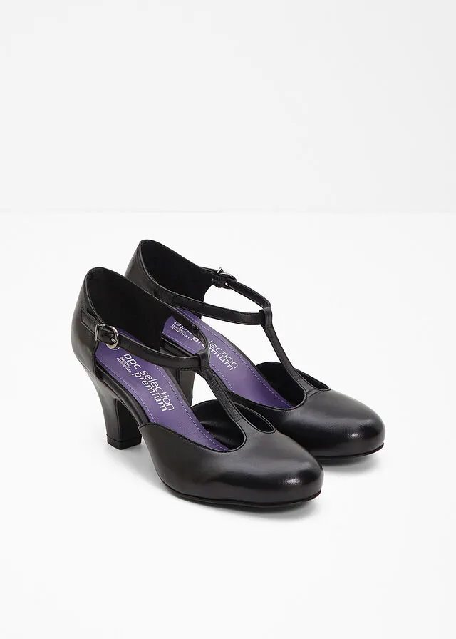 Sandalias de piel de estilo salomé Negro