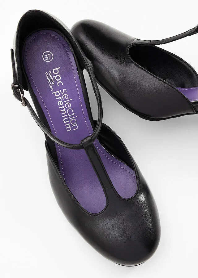 Sandalias de piel de estilo salomé Negro