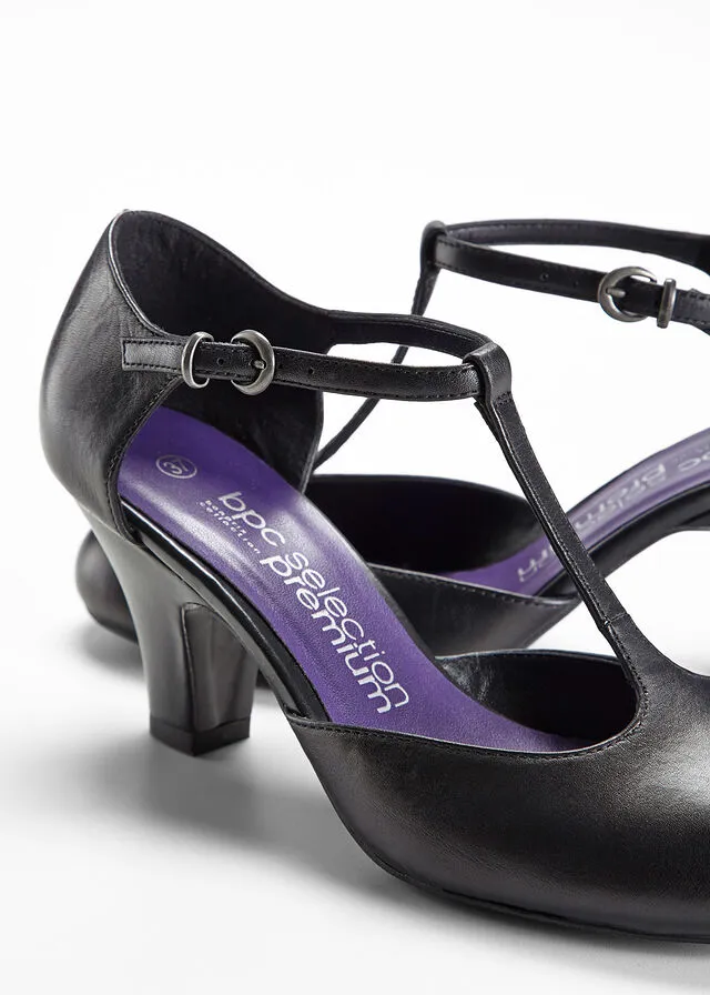 Sandalias de piel de estilo salomé Negro