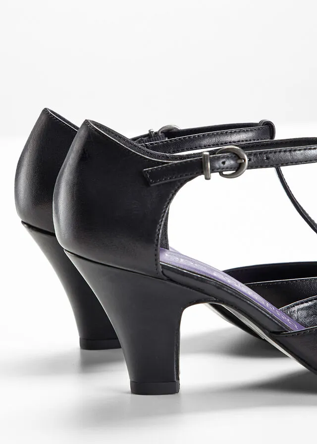 Sandalias de piel de estilo salomé Negro