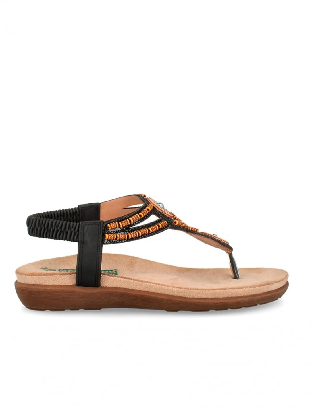 Sandalias Dedo Abalorios Negras