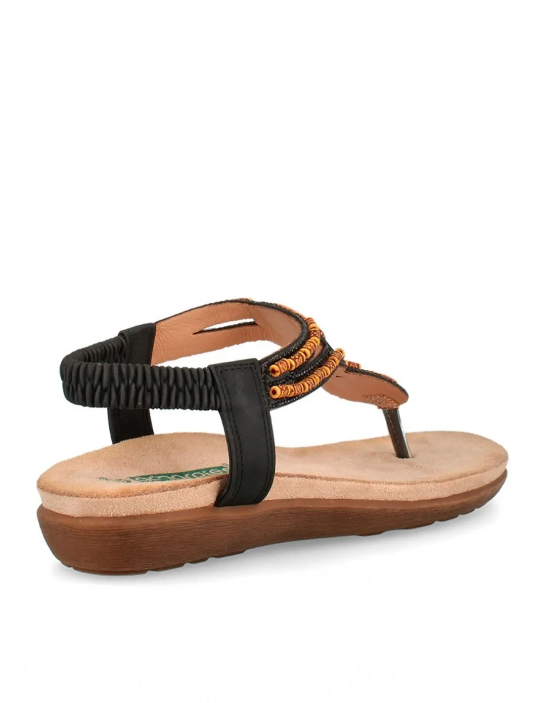 Sandalias Dedo Abalorios Negras