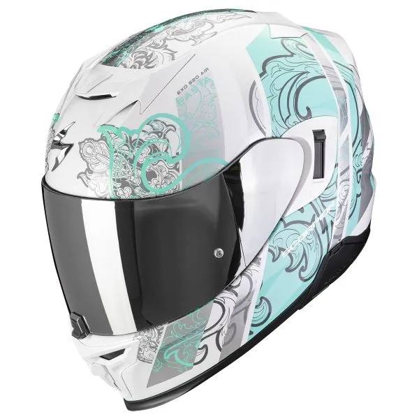 Scorpion Exo 520 Evo Air Fasta White Light Blue + Kit Bluetooth BT Mini 