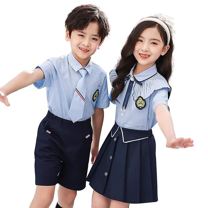 SHORTSLEEVED COLLEGE STYLE SCHOOL UNIFORM SET FOR GIRL AND BOY