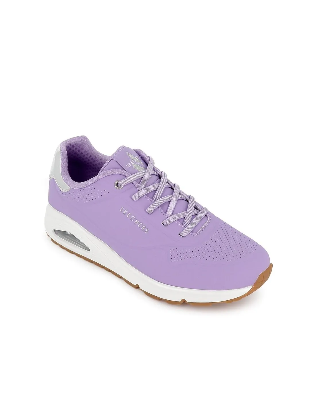 Sneakers cordones mujer camara de aire lila Skechers