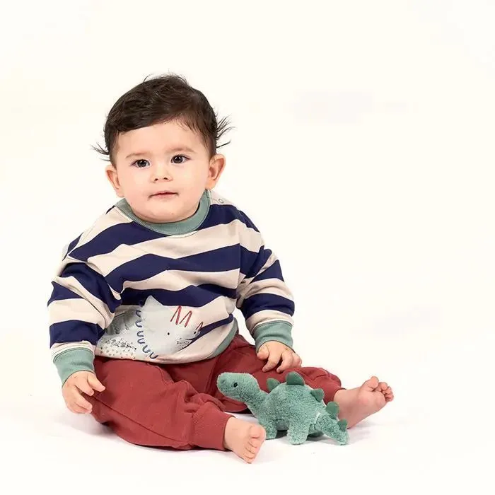 Sudadera bebé SIAM Rayas Azul marino y Beige con Dino