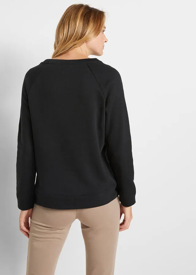 Sudadera básica con poliéster reciclado Negro