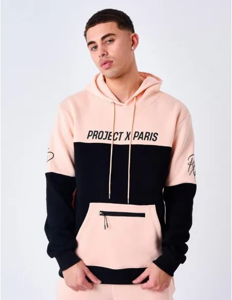 SUDADERA PROJECT X PARIS NARANJA Y NEGRA LOGO FRONTAL  ECOOL