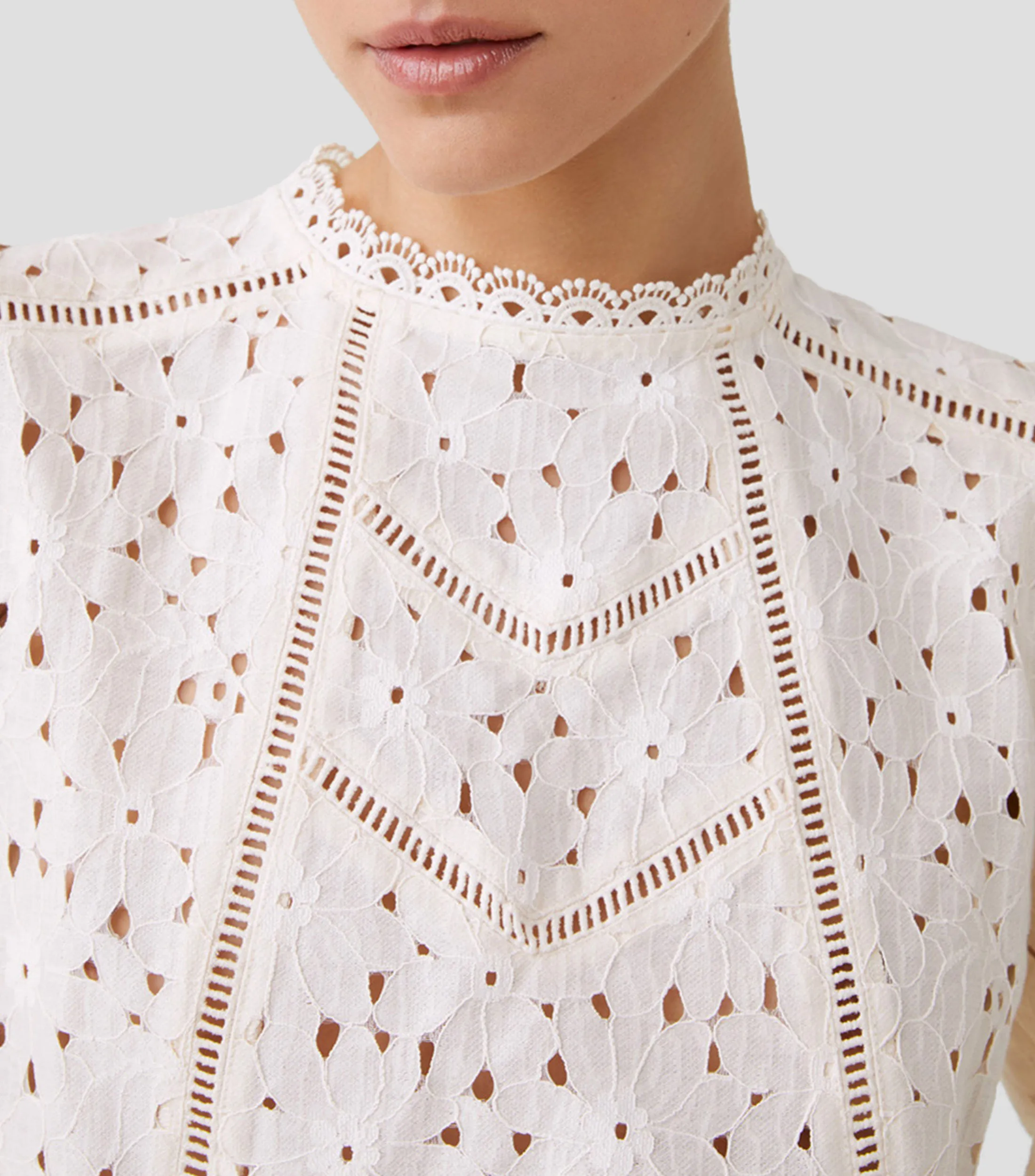 SUNCOO Blusa con calados y manga larga Mujer