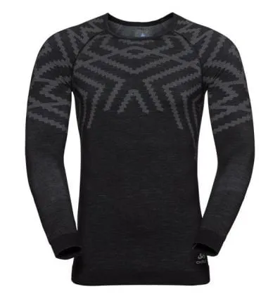 Suw Top cuello redondo manga larga Top L / s Natural + Kinship Odlo (Black Melange)
