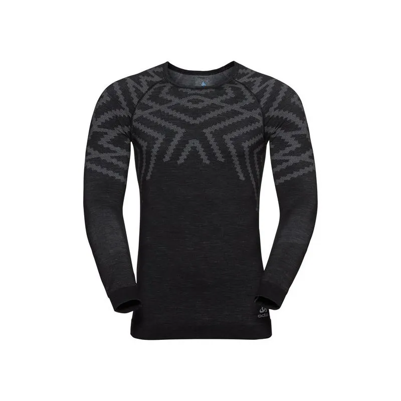 Suw Top cuello redondo manga larga Top L / s Natural + Kinship Odlo (Black Melange)