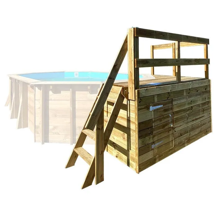 Tarima de madera Deck 1 para piscina Gre Safran 2 y Gre Vasto