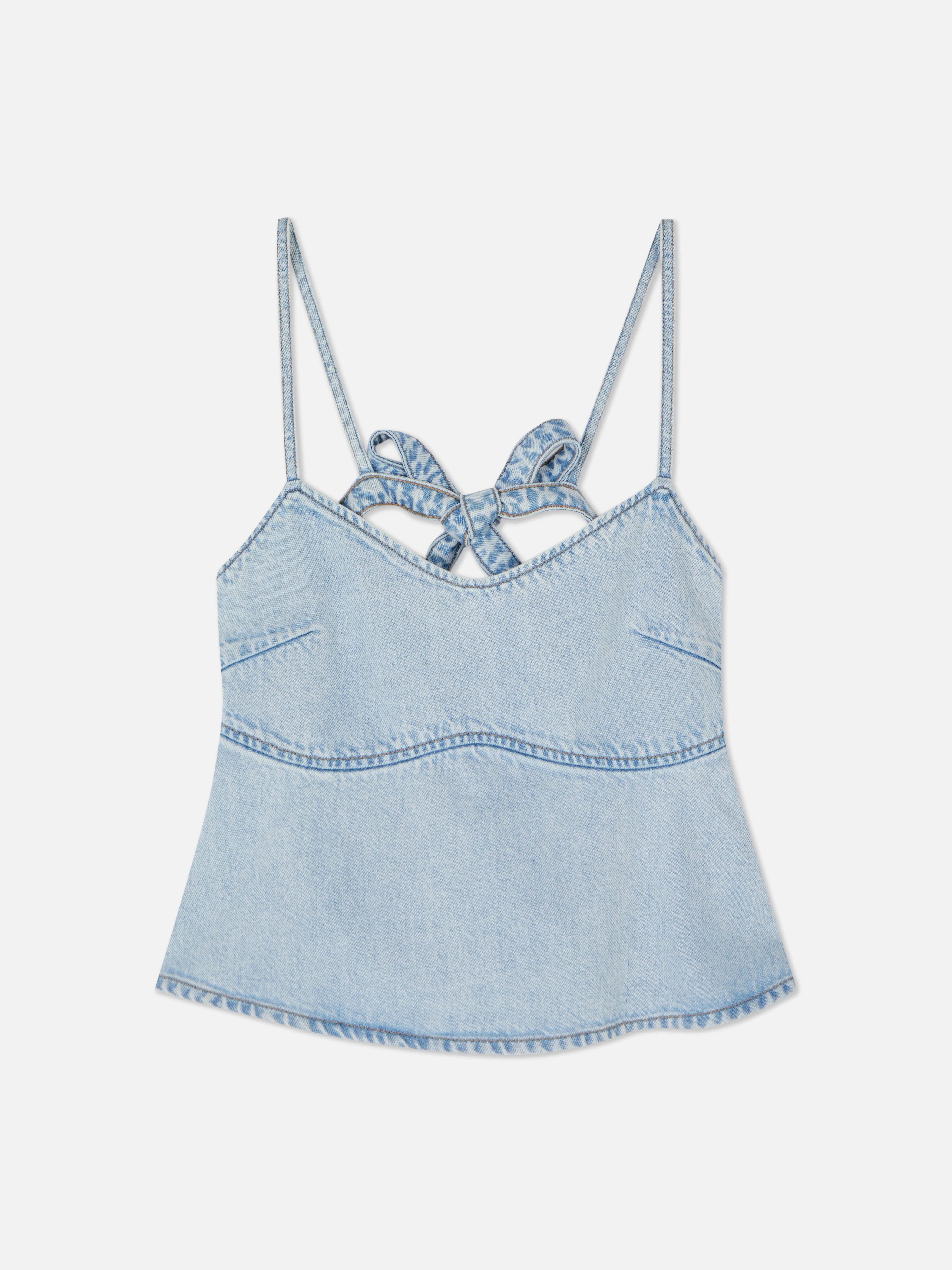 Top babydoll vaquero atado a la espalda