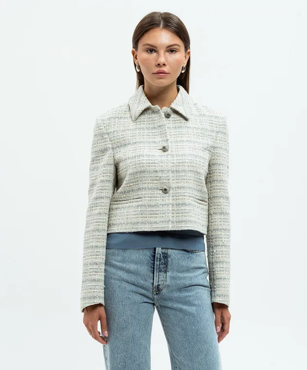 Valentino Gray tweed jacket with sequins and crystals