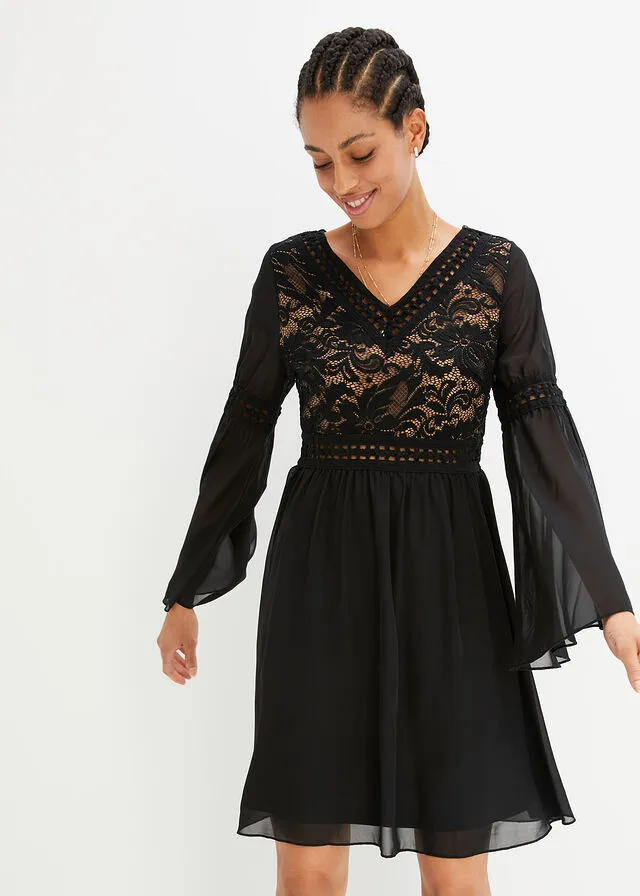 Vestido con encaje Negro