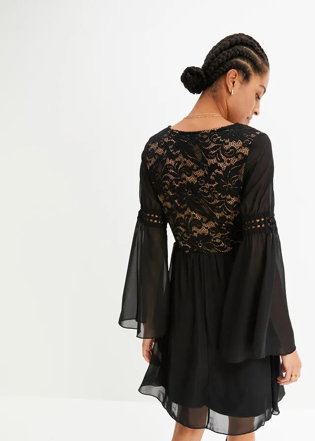 Vestido con encaje Negro